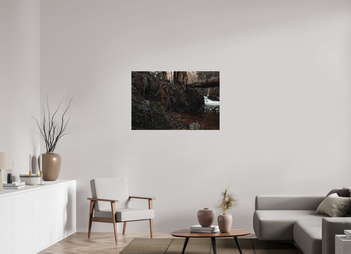 105 x 70 cm, Poster Fuji Crystal DP II mat La chute derrière la souche