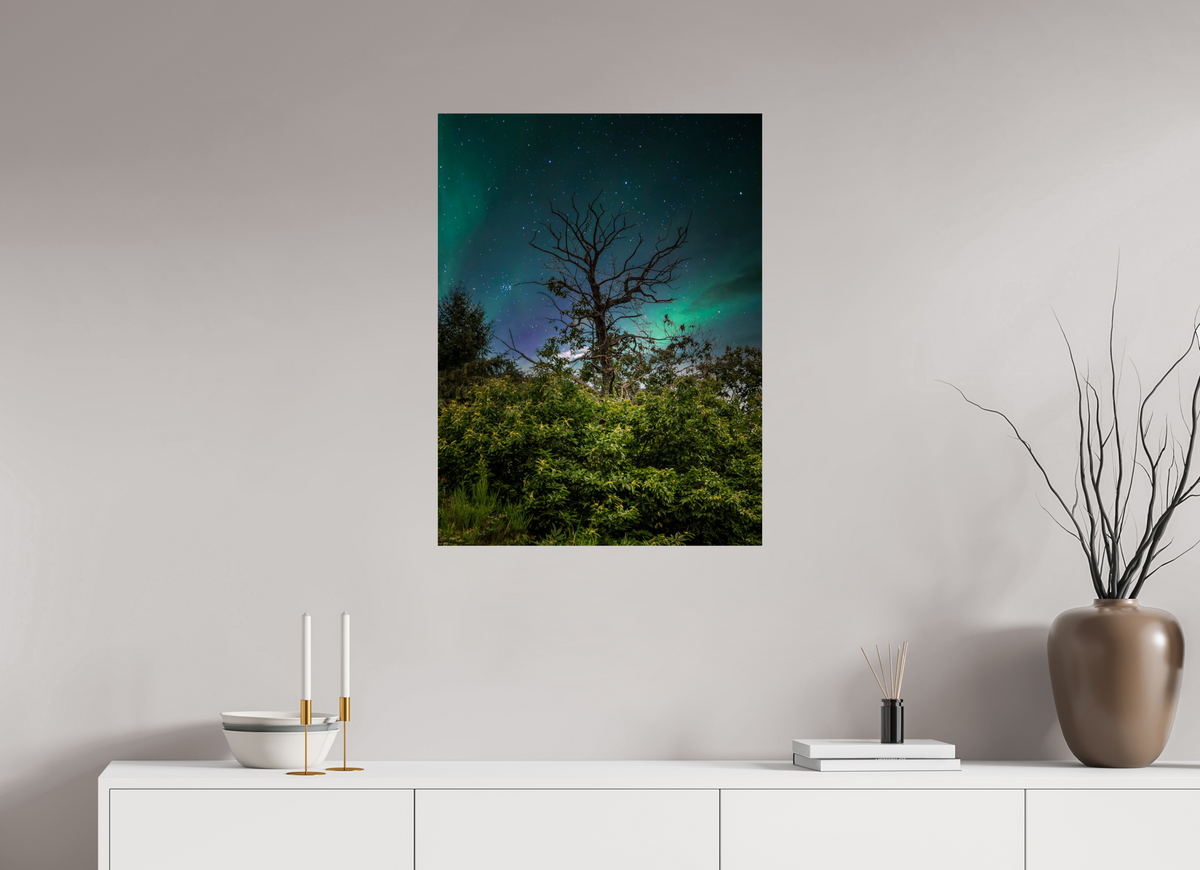 60 x 80 cm, Poster Fuji Crystal Pearl metallise L'arbre aux aurores