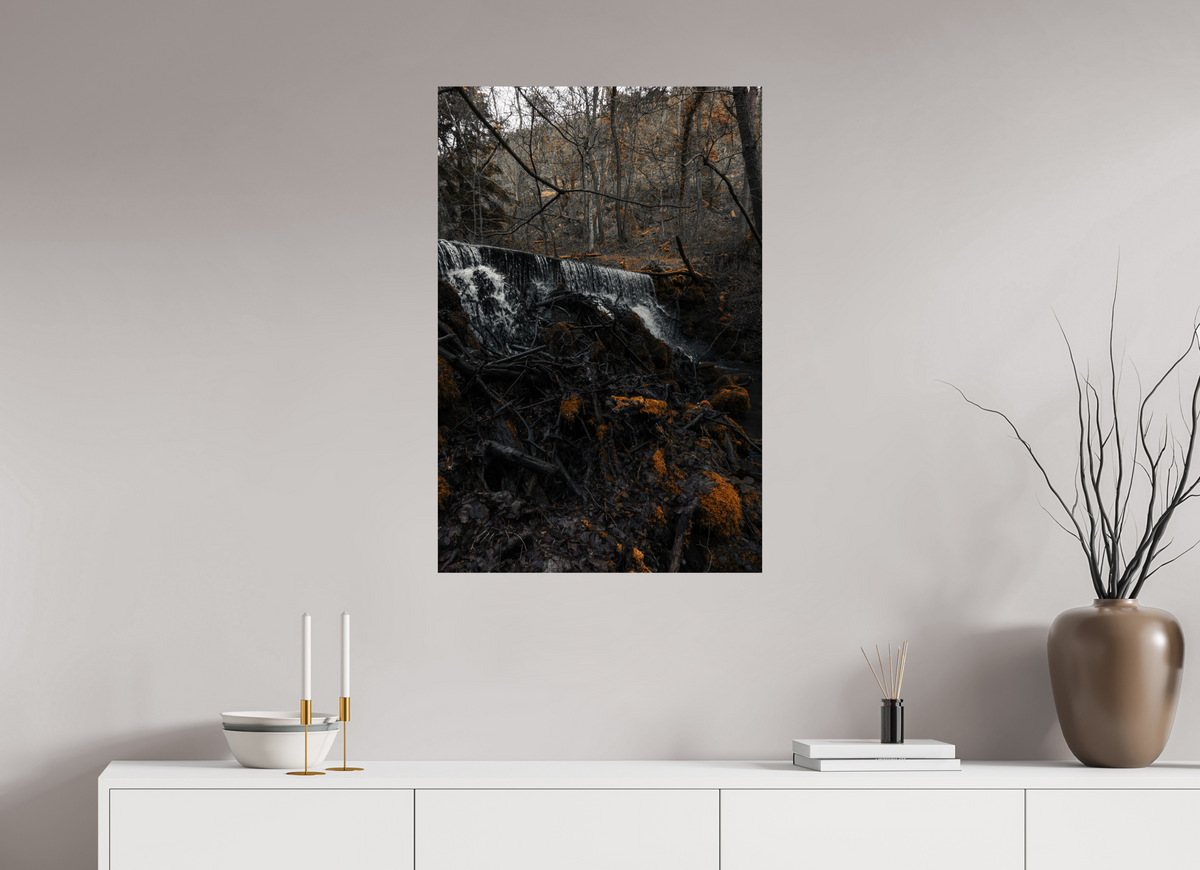60 x 90 cm, Poster Fuji Crystal Pearl metallise La cascade et le bois mort