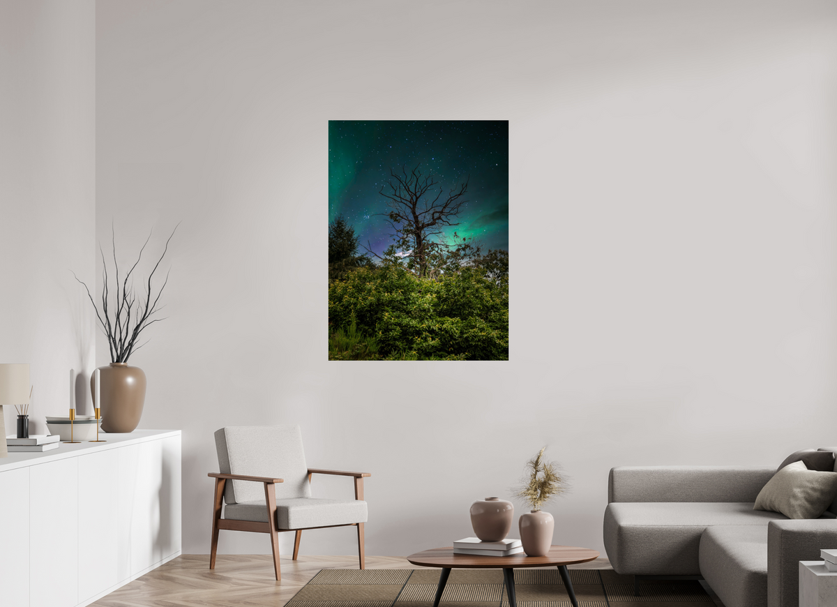 90 x 120 cm, Poster Fuji Crystal Pearl metallise L'arbre aux aurores