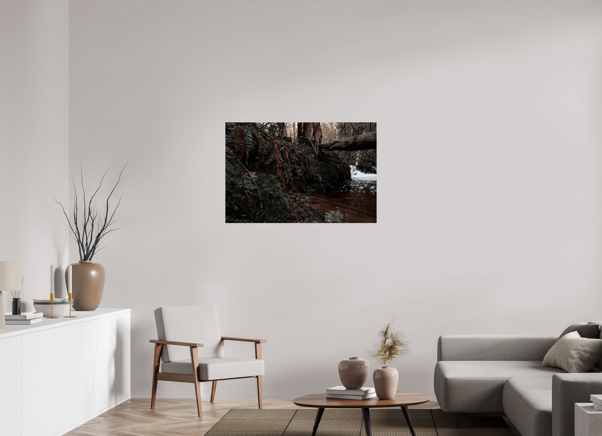 105 x 70 cm, Poster Fuji Crystal Pearl metallise La chute derrière la souche